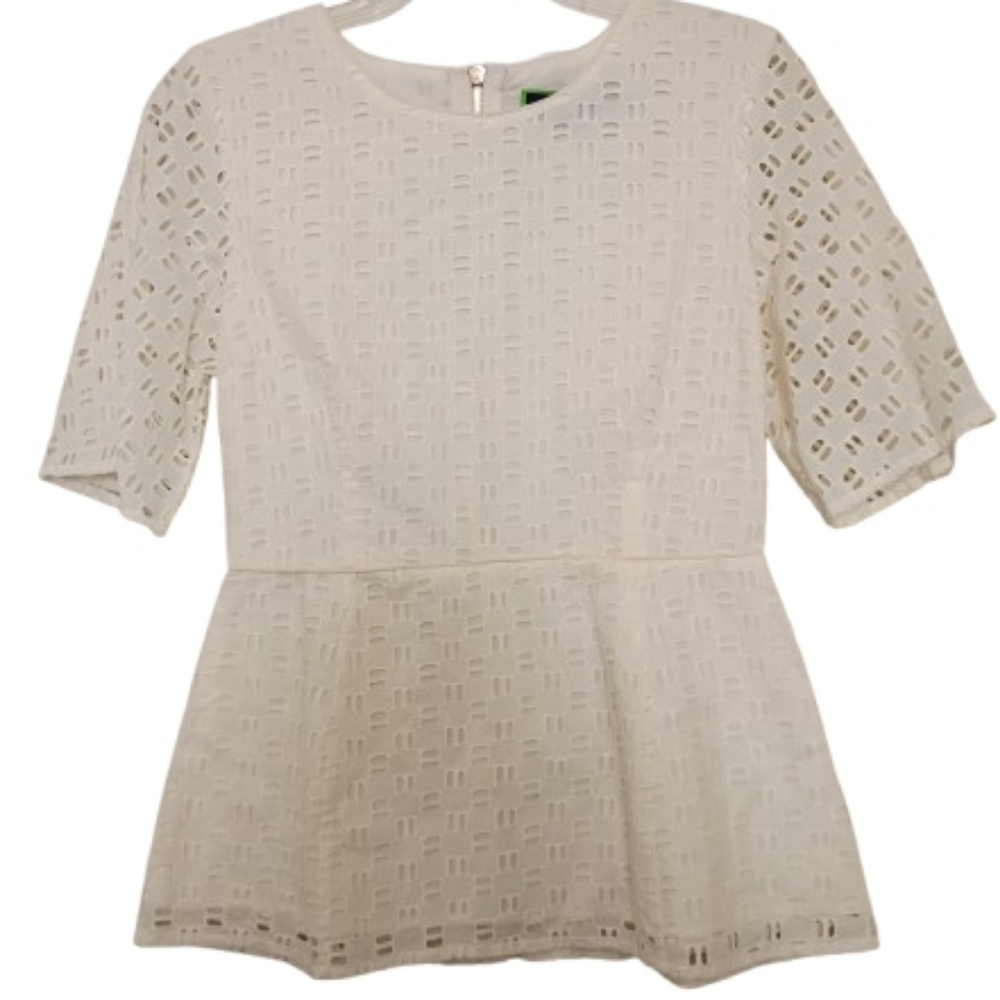 CWonder Ivory Eyelet Short Sleeve Peblem Blouse 4 Christian Siriano Romantic - Picture 7 of 14